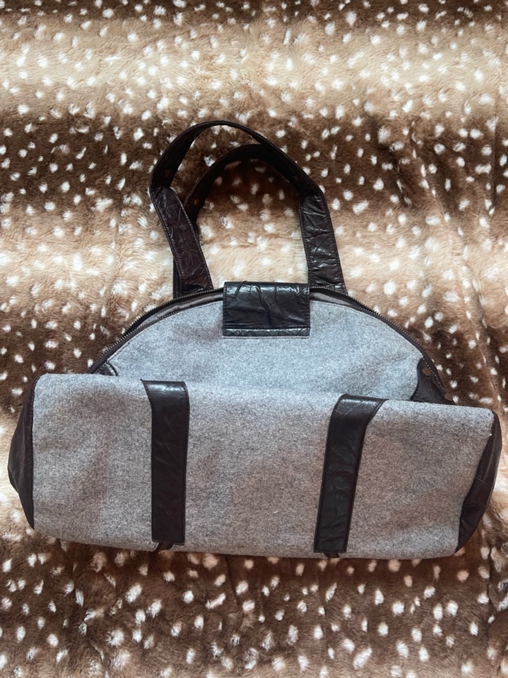 Matt & Nat felt and brown bowler bag - Picture 2 of 5